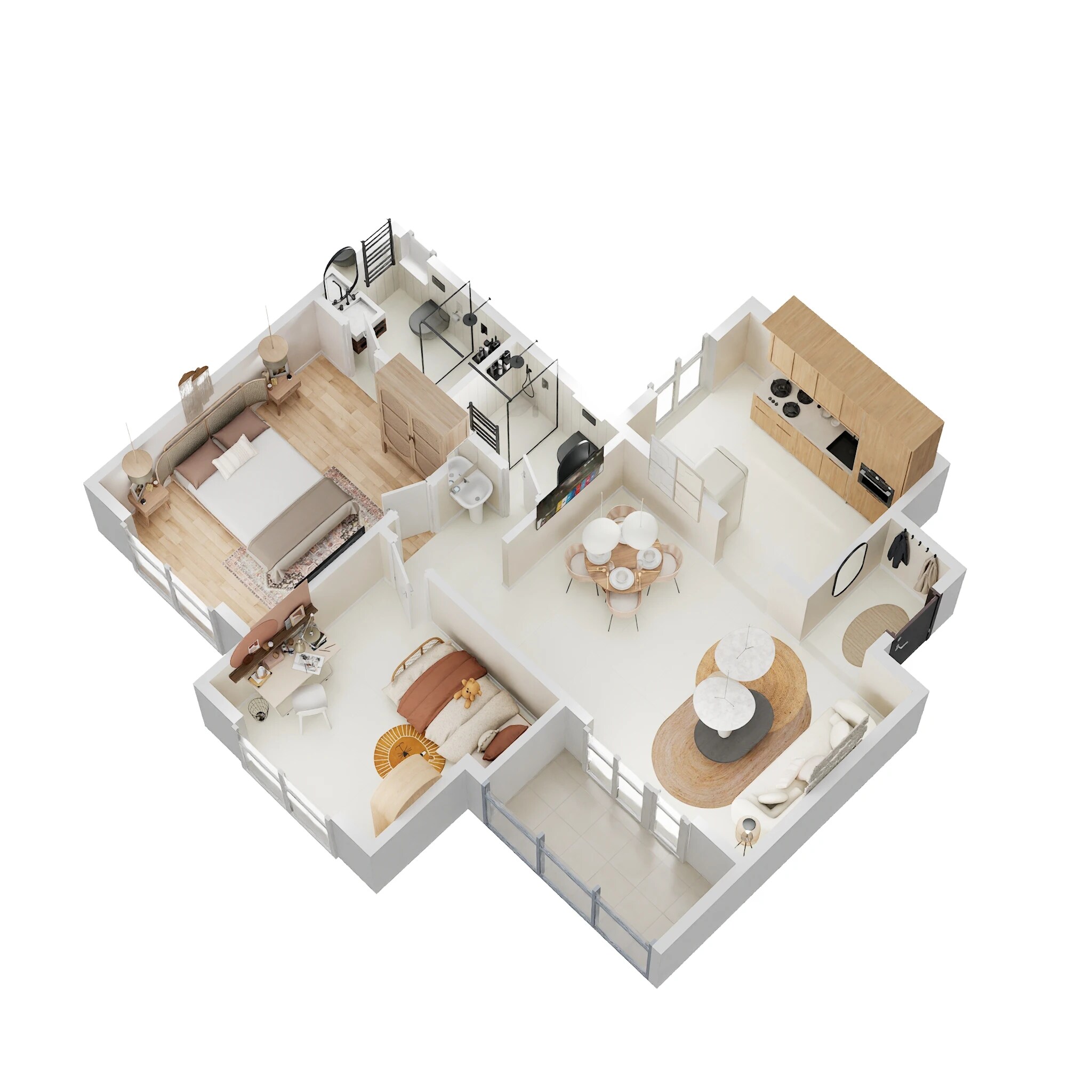 Floor plan of 2 BHK 781 Sq. Ft. Apartment in Lifecraft The Fourth Axis, Pune