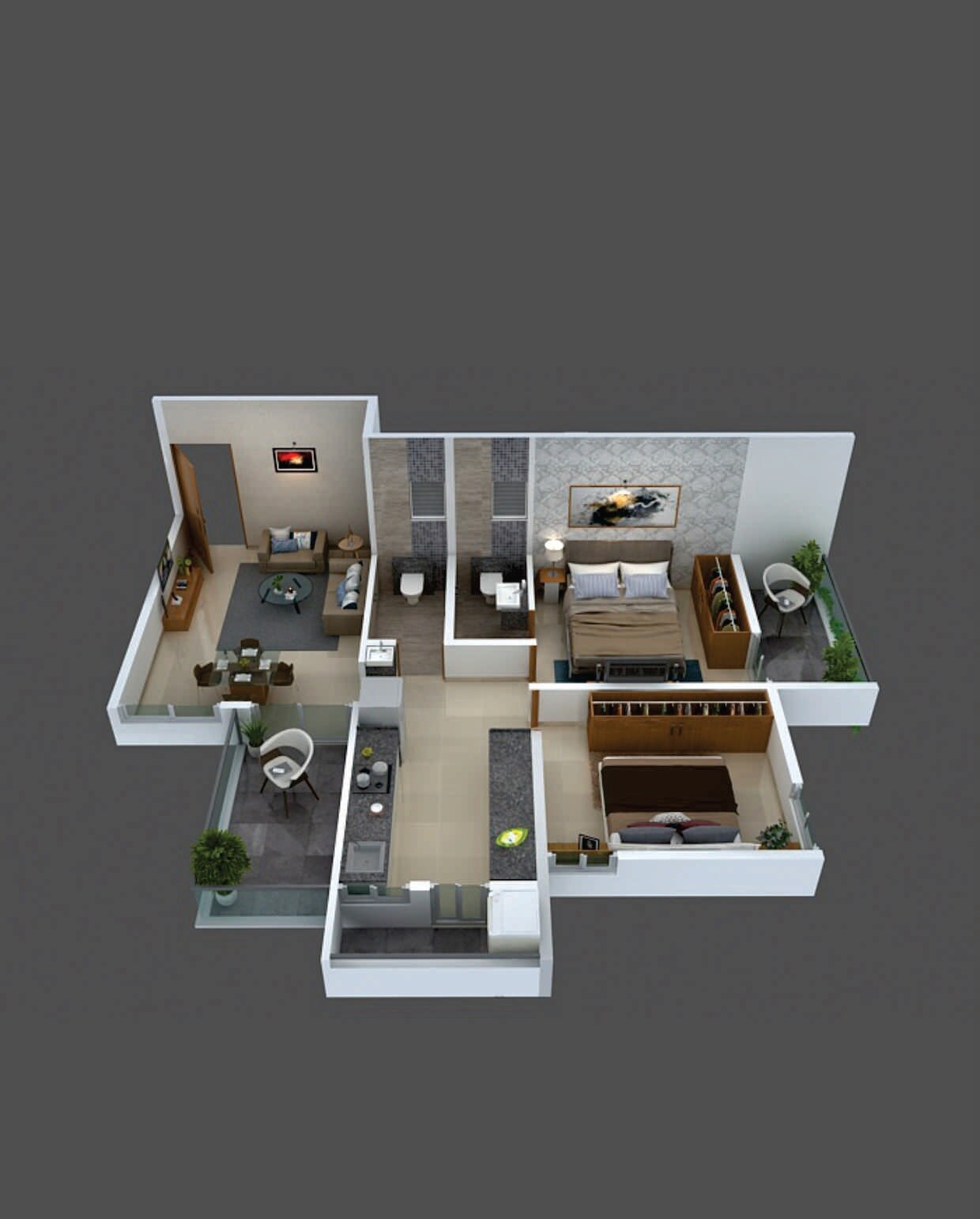 Floor plan of 2 BHK Apartment - 788 sq. ft. in Linux Bonheur, Pune