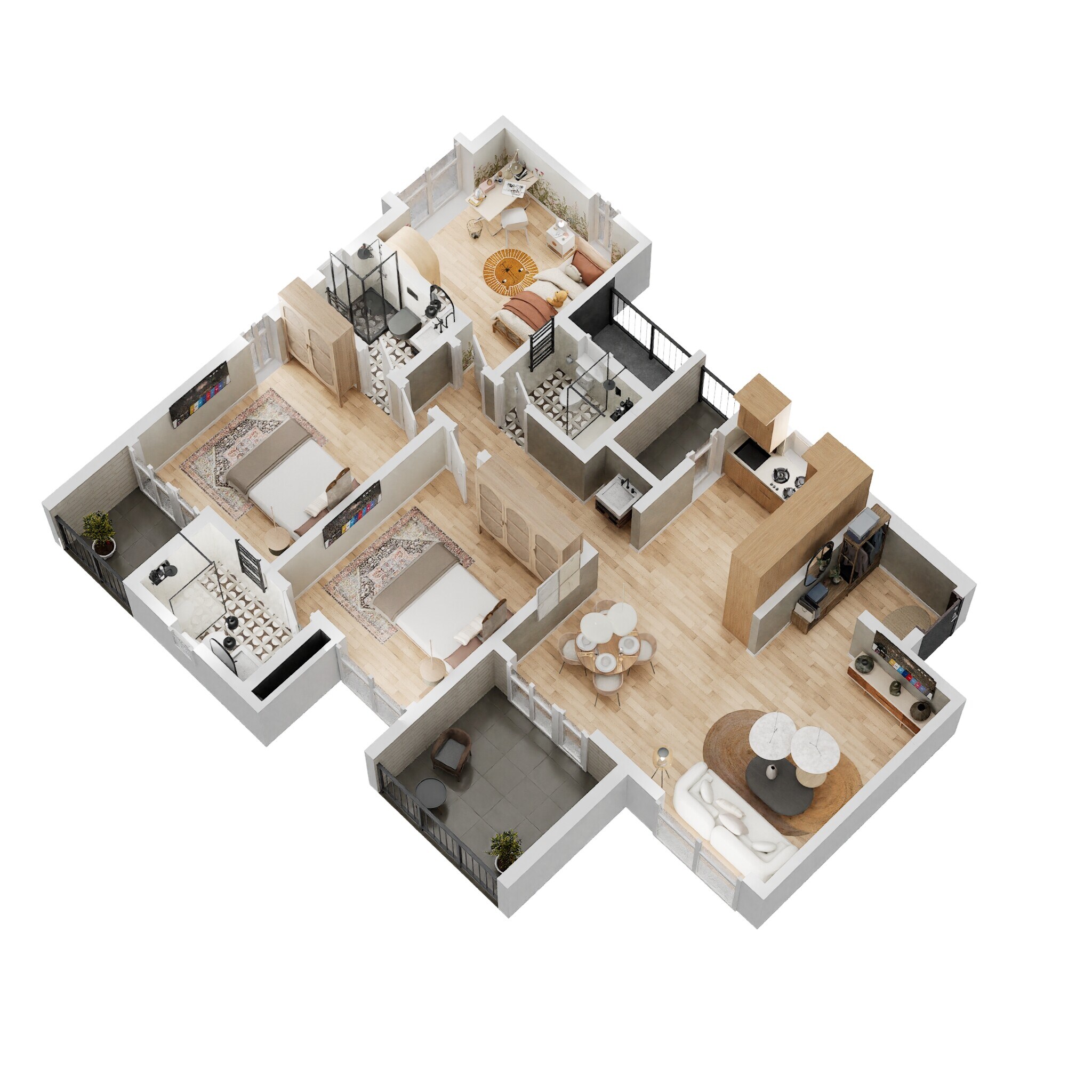 3 BHK 1024 Sq. Ft. Apartment