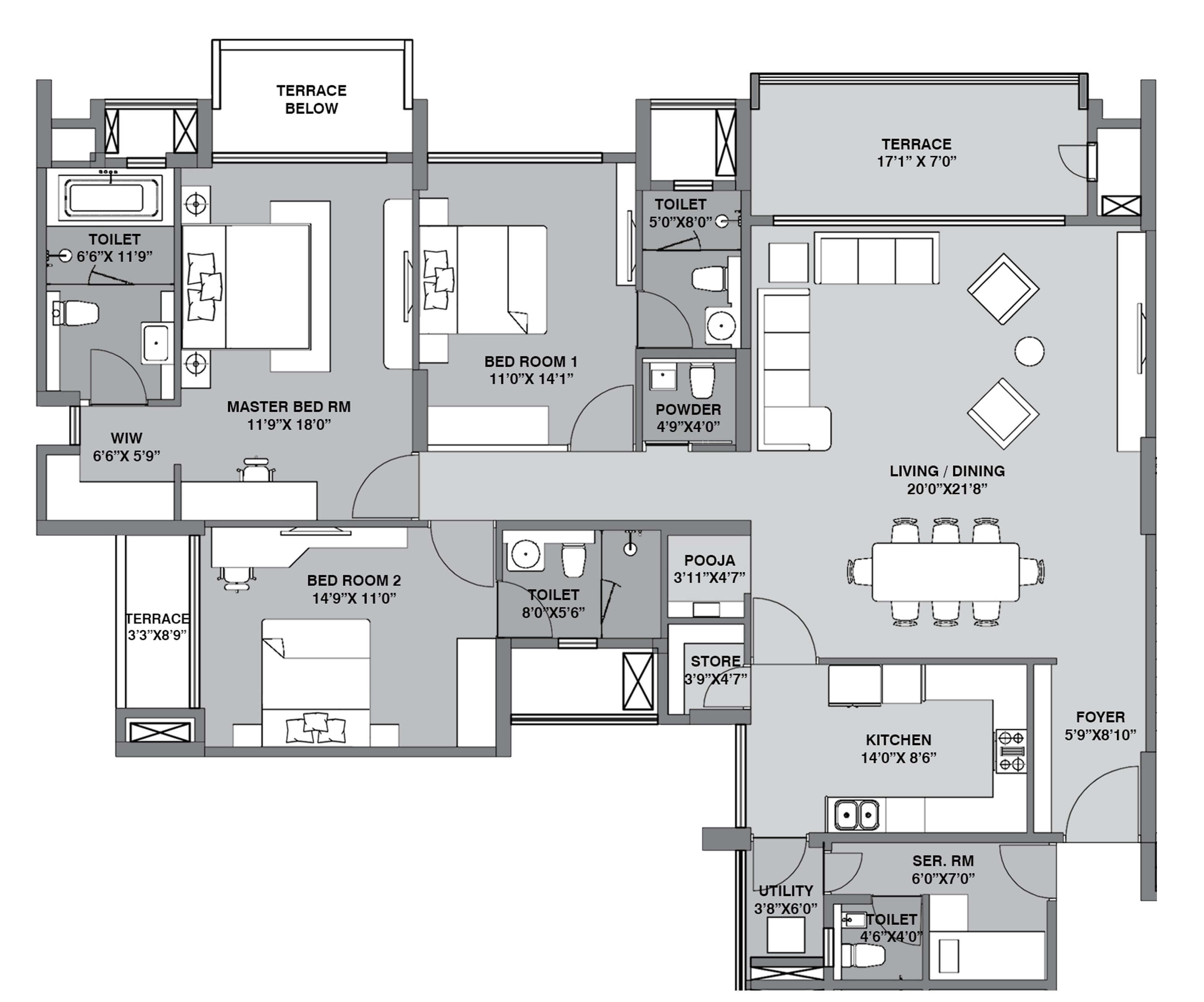  3 BHK Apartment at Lodha Belmondo, Gahunje – for Rent