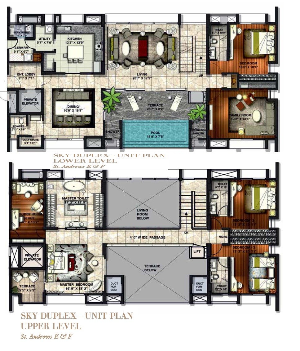 Floor plan of 4 BHK 3975 Sq. Ft. Apartment in Lodha Belmondo, Pune