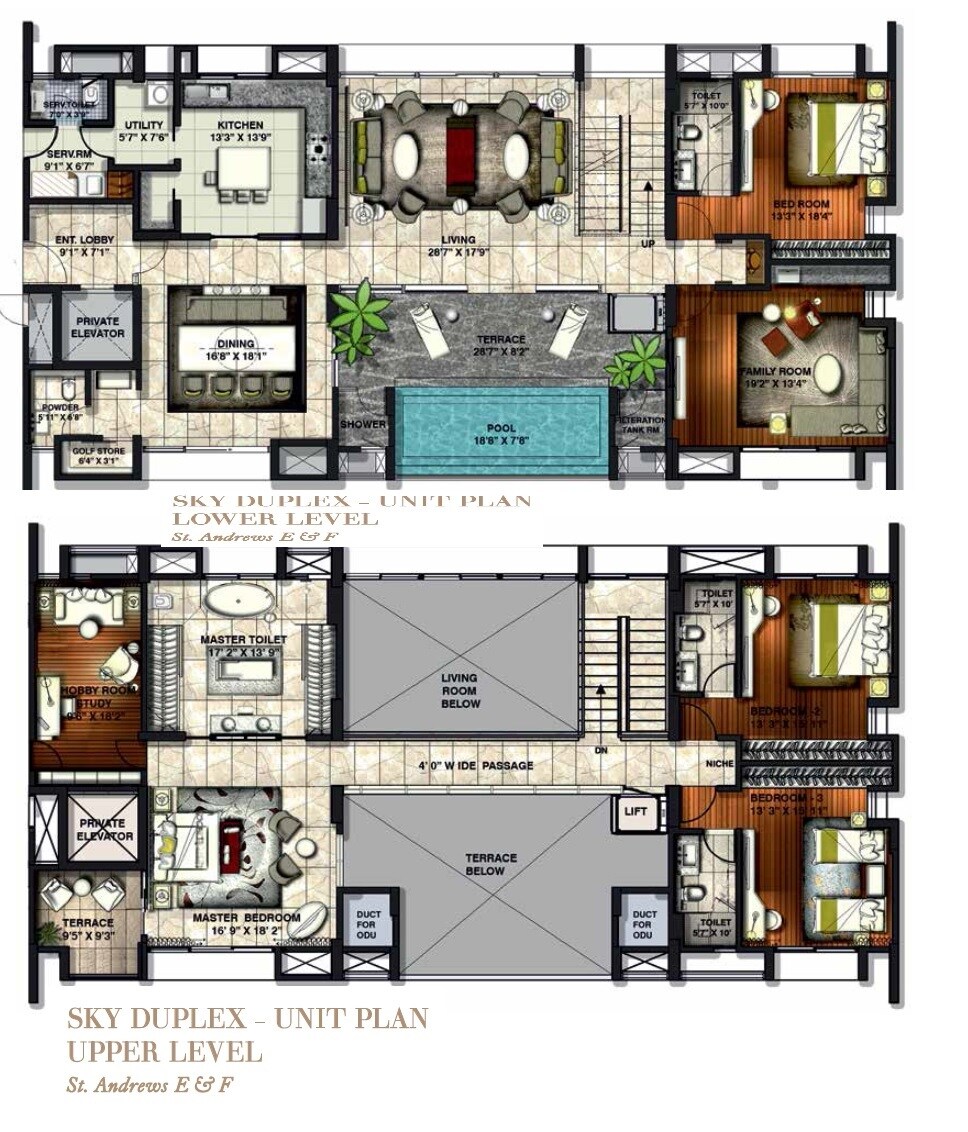 Floor plan of 4 BHK 1835 Sq. Ft. Apartment in Lodha Belmondo St Andrews A, Pune