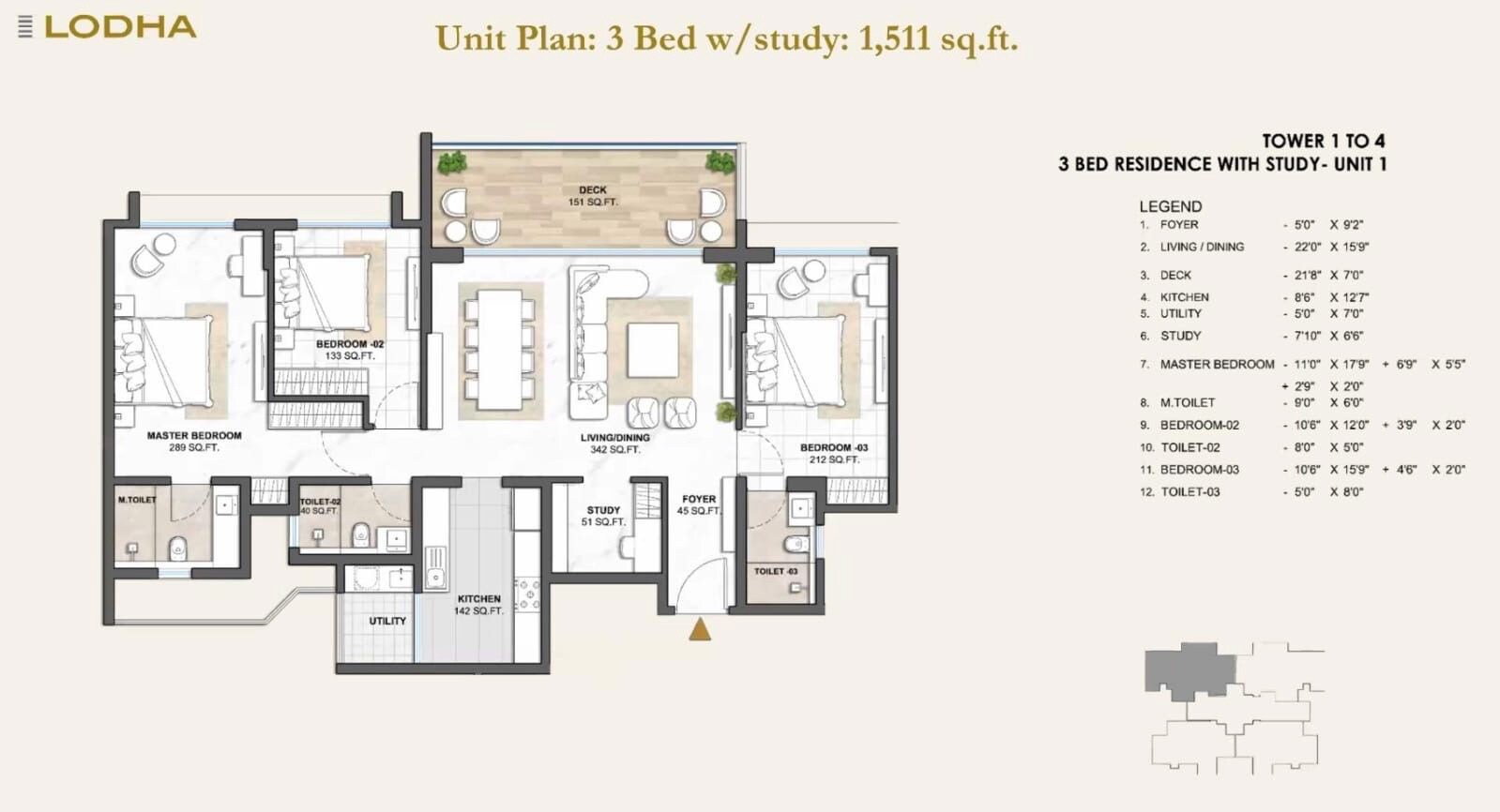 3 BHK 1511 Sq. Ft. Apartment