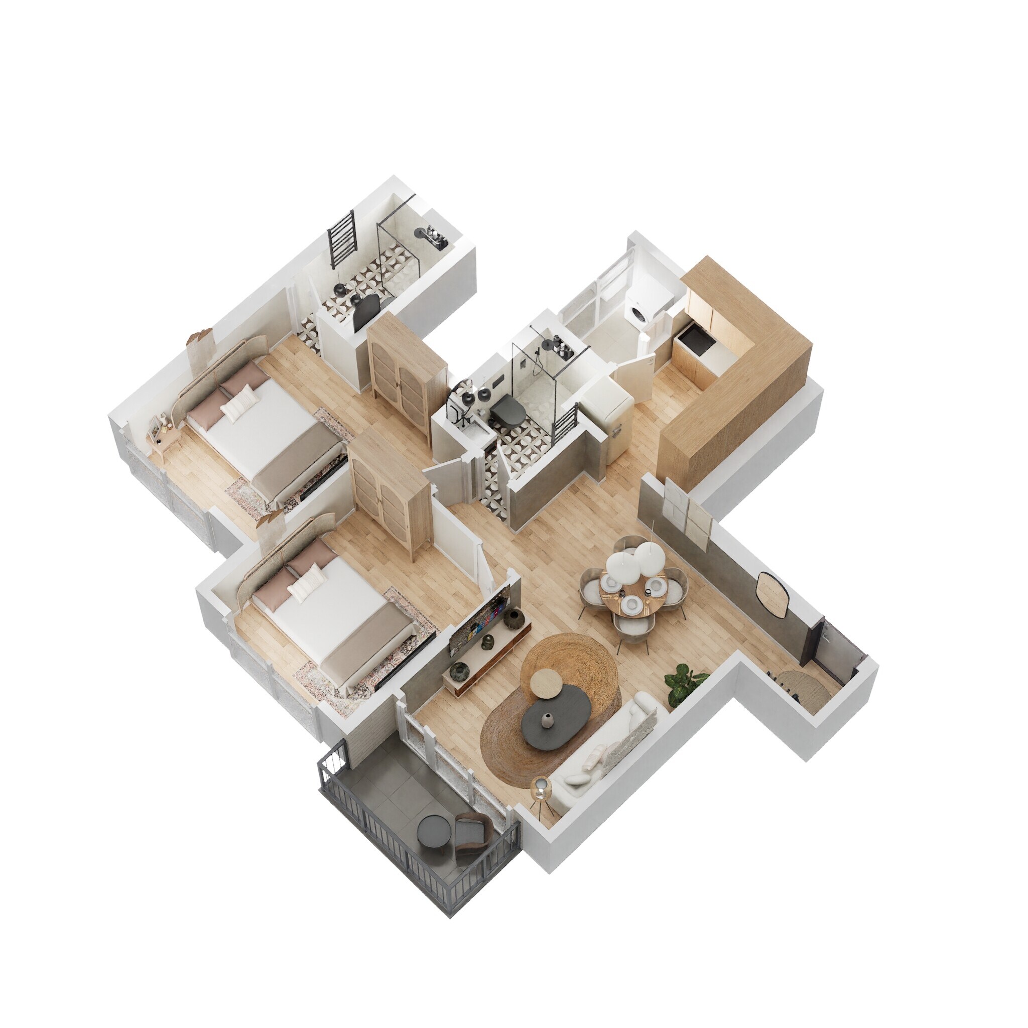 2 BHK 741 Sq. Ft. Apartment