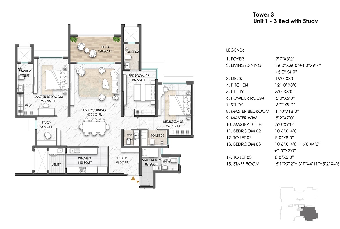 3 BHK 1726 Sq. Ft. Apartment in Lodha Massimo