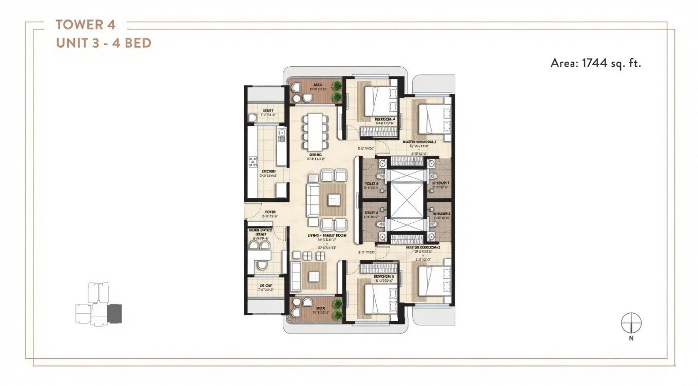 4 BHK 1744 Sq. Ft. Apartment