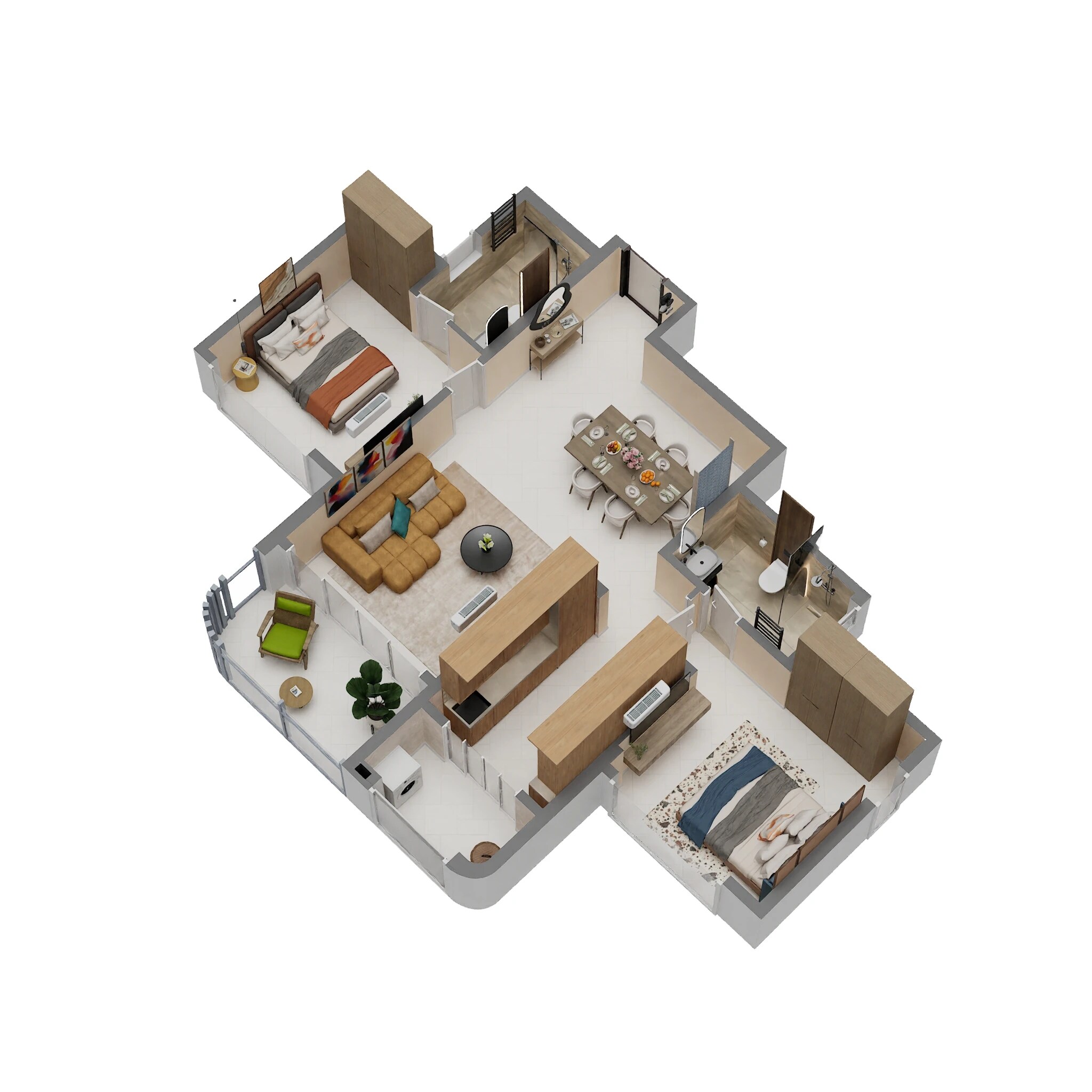 Floor plan of 2 BHK 836 Sq. Ft. Apartment in Lodha Sylvan, Pune