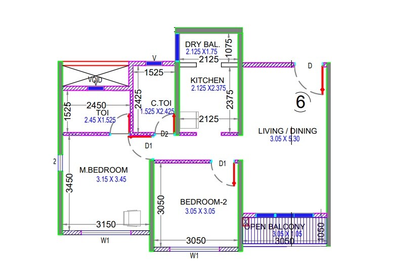 2 BHK 836 Sq. Ft. Apartment