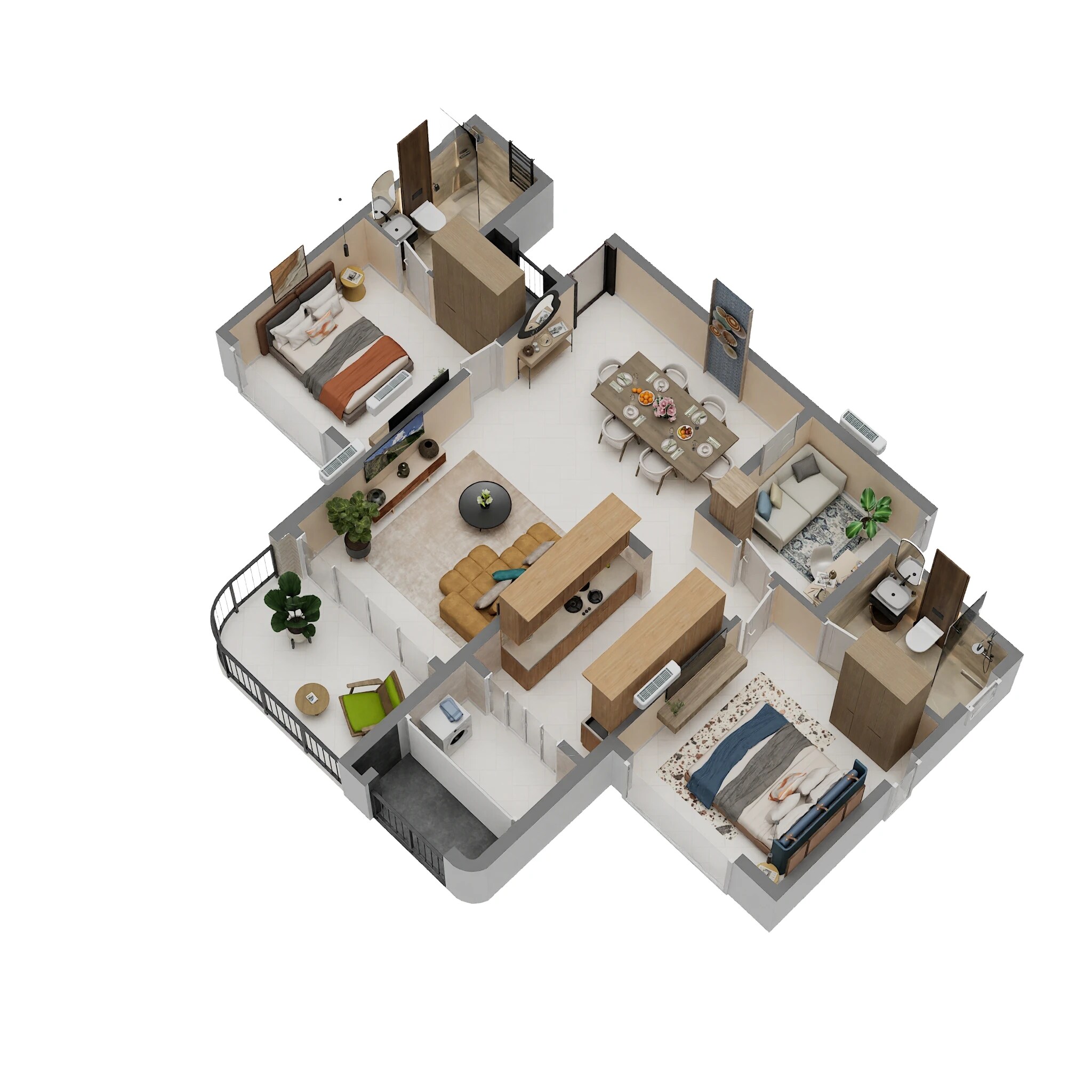 Floor plan of 2 BHK 955 Sq. Ft. Apartment in Lodha Sylvan, Pune