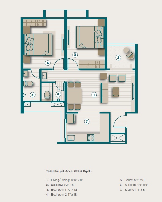 2 BHK 732 Sq. Ft. Apartment in Lohia Jain 209 Hadapsar