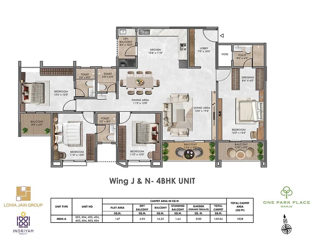 4 BHK 1828 Sq. Ft. Apartment