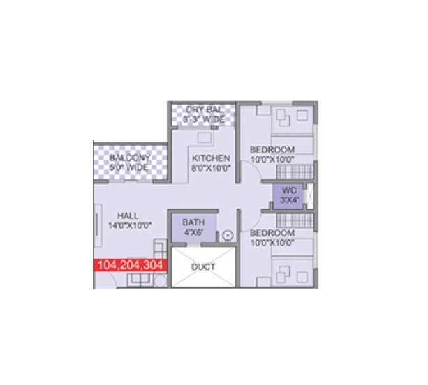 Floor plan of 2 BHK 448 Sq. Ft. Apartment in Lomte Residency, Pune