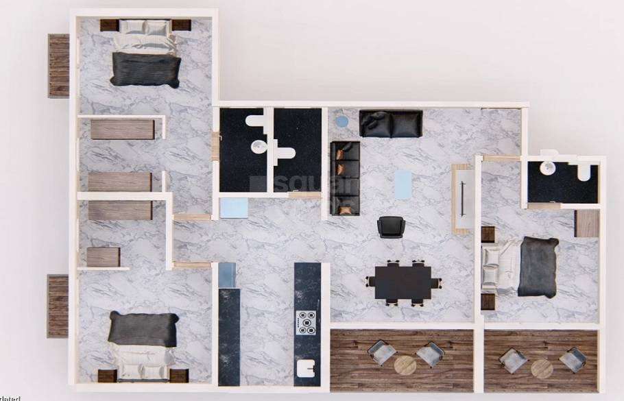 Floor plan of 3 BHK 1166 Sq. Ft. Apartment in LPR Sapphire, Pune