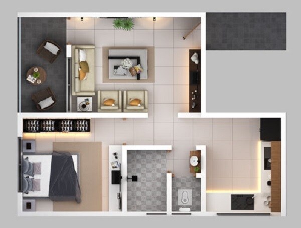 Floor plan of 1 BHK 450 Sq. Ft. Apartment in LS Mehetre Laxmi Empire, Pune
