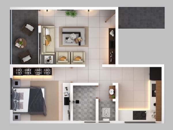 1 BHK 450 Sq. Ft. Apartment
