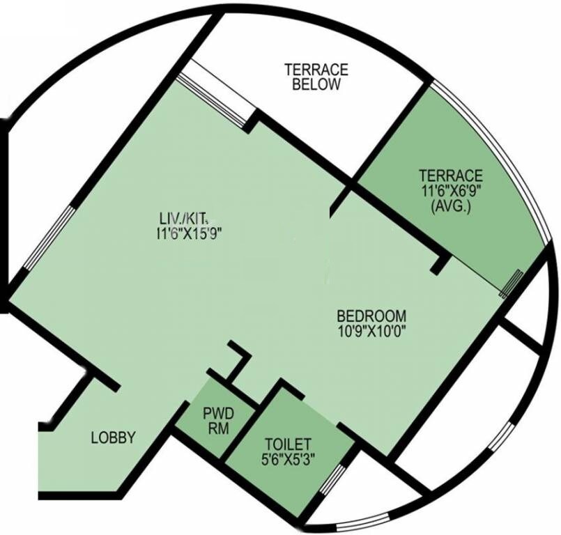 1 BHK 581 Sq. Ft. Apartment