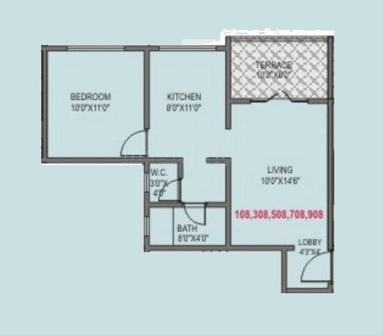 Floor plan of 1 BHK 325 Sq. Ft. Apartment in Lunkad Amrutdhara, Pune