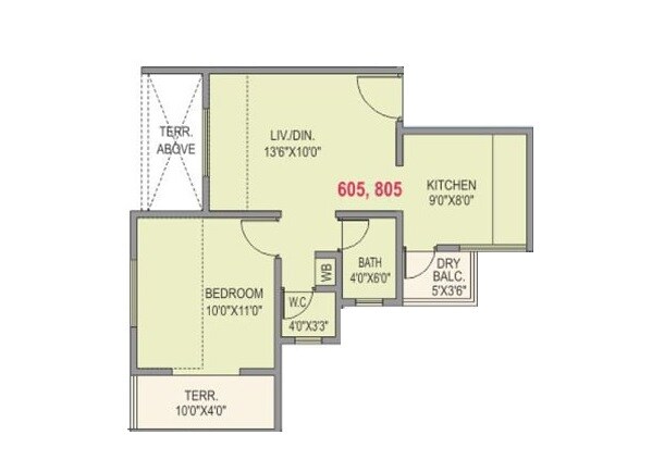 1 BHK 316 Sq. Ft. Apartment