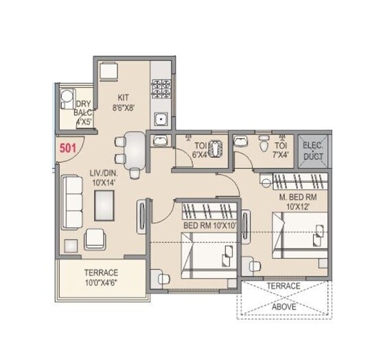 2 BHK 448 Sq. Ft. Apartment