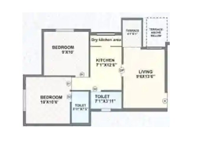 Floor plan of 2 BHK 426 Sq. Ft. Apartment in Magic City, Pune