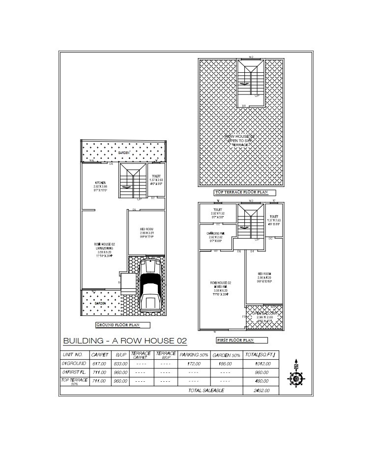 Floor plan of 3 BHK 2452 Sq. Ft. Row House in Magnum Aurora, Pune
