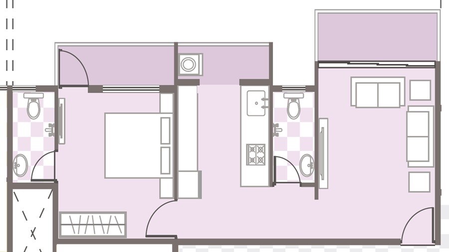 Floor plan of 2 BHK 597 Sq. Ft. Apartment in Mahalaxmi Sky Homes, Pune