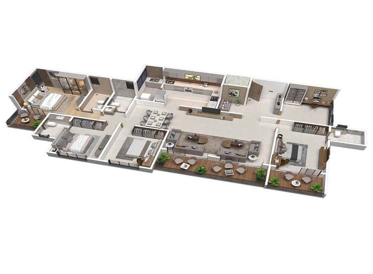 Floor plan of 4 BHK 1741 Sq. Ft. Apartment in Mahavir Silver Astra, Pune