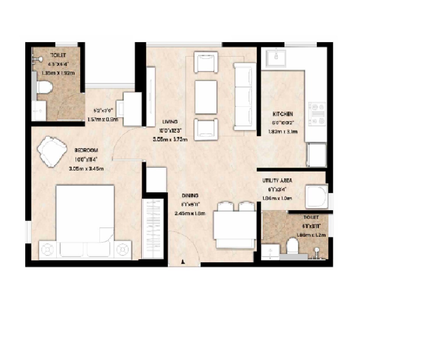 1 BHK 487 Sq. Ft. Apartment