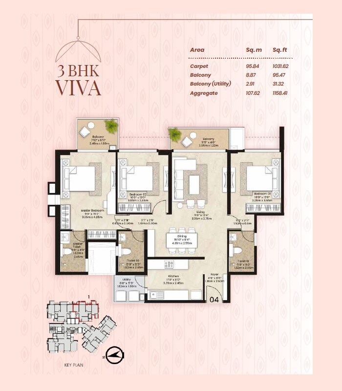 Other, mahindra-citadel 3 Bedroom 1158 Sq.Ft. Apartment In Pimpri Pune 8725623