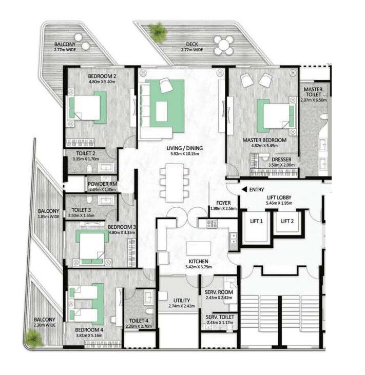 Floor plan of 4 BHK 4586 Sq. Ft. Apartment in Mahindra Lifespaces L Artista, Pune