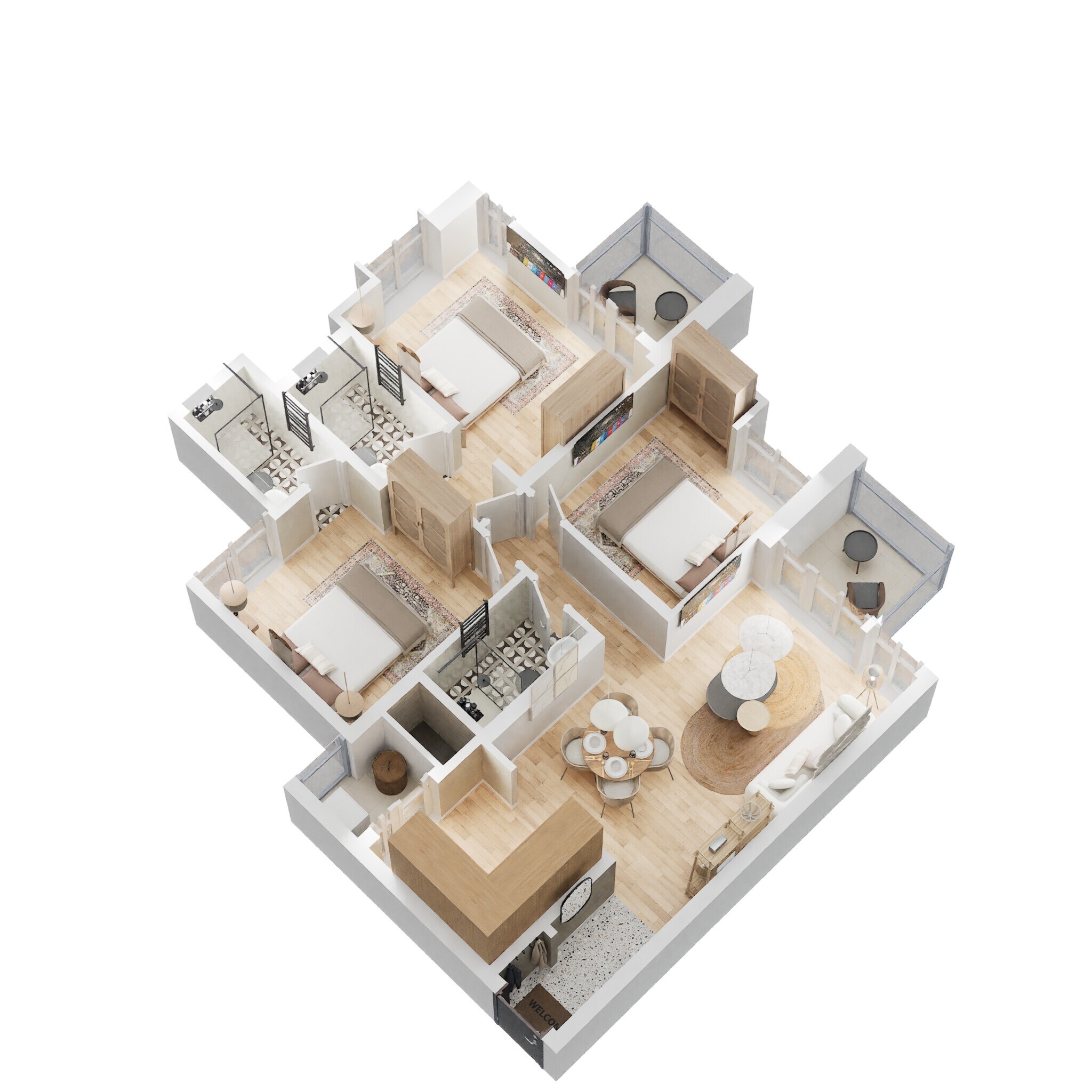 3 BHK 978 Sq. Ft. Apartment