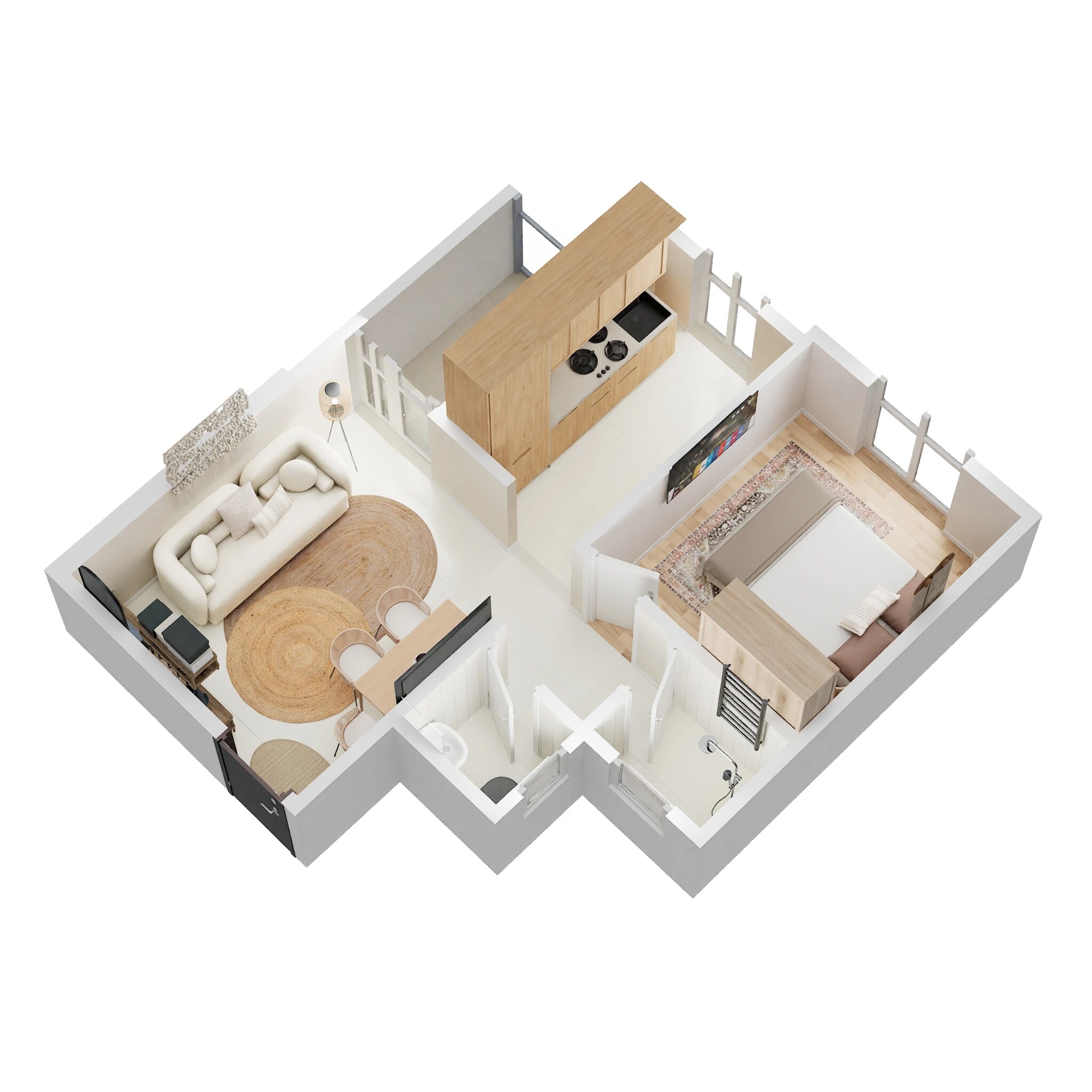 Floor plan of 1 BHK 380 Sq. Ft. Apartment in Maitree Mega City, Pune