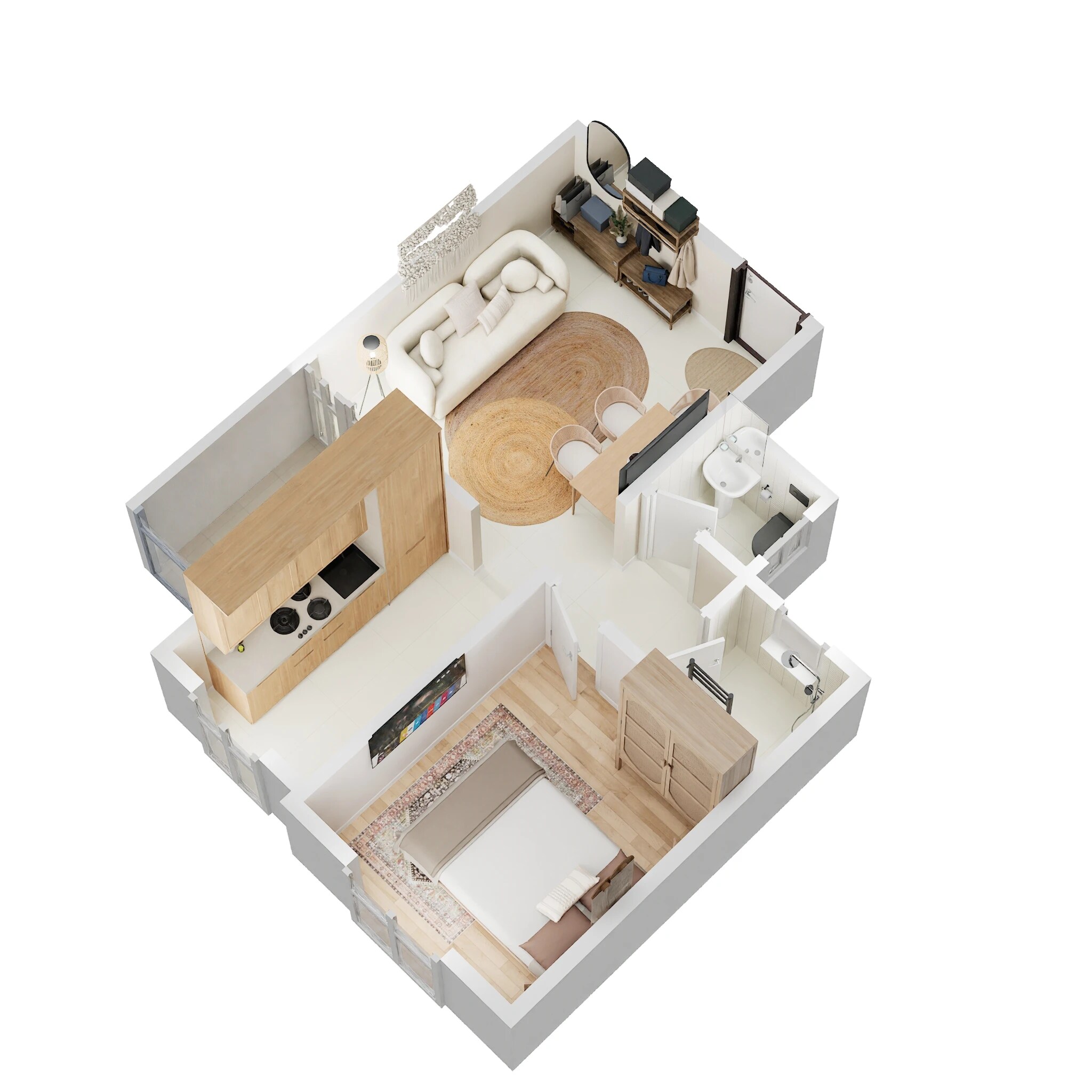 Floor plan of 1 BHK 415 Sq. Ft. Apartment in Maitree Mega City, Pune