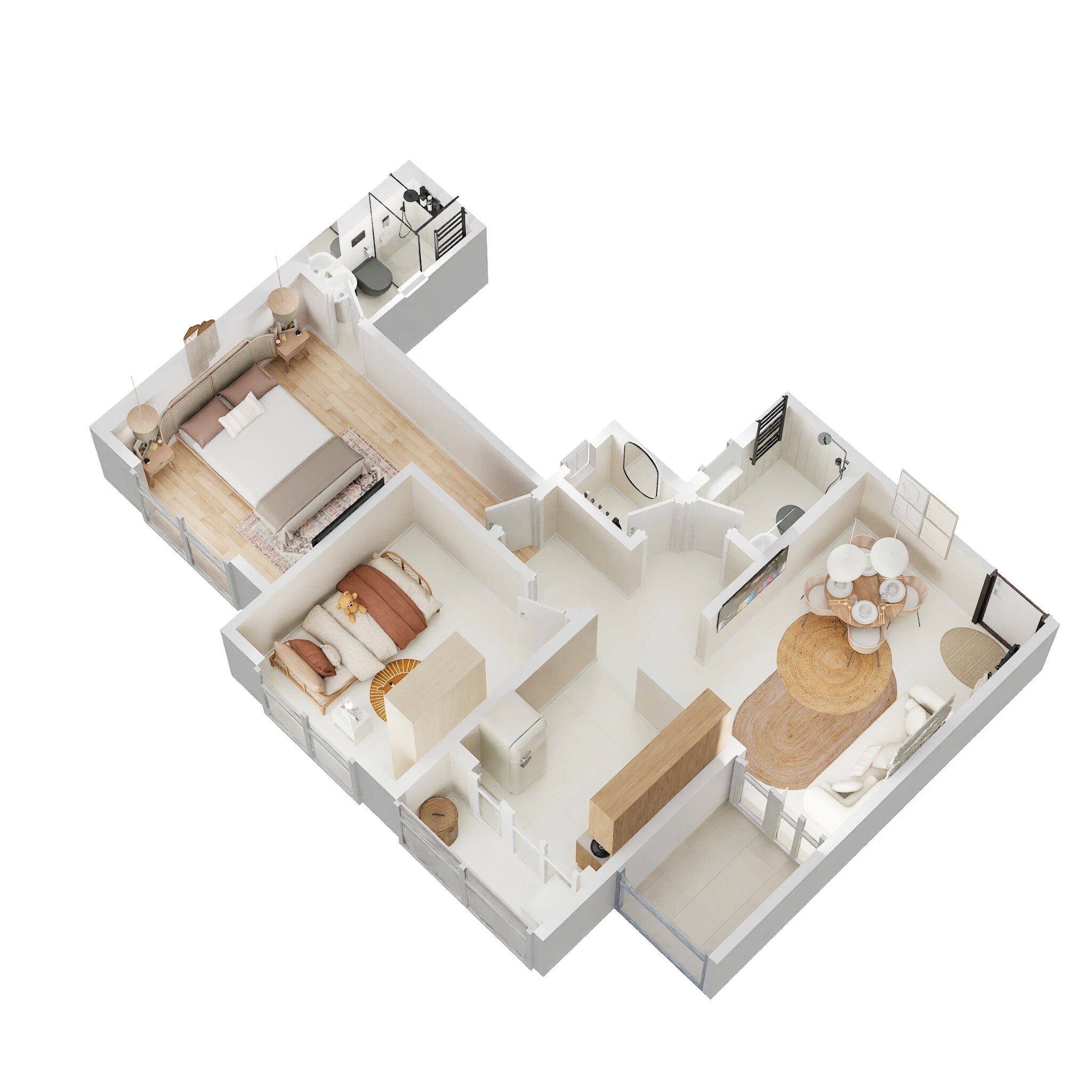 Floor plan of 2 BHK 635 Sq. Ft. Apartment in Maitree Mega City, Pune