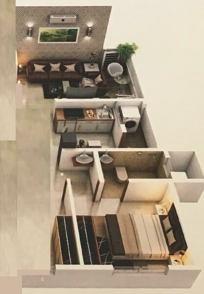 Floor plan of 1 BHK 736 Sq. Ft. Apartment in Maitree Pitruchhaya, Pune