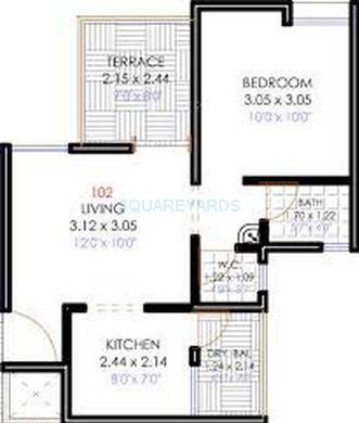 Floor plan of 1 BHK 321 Sq. Ft. Apartment in Majestique 38 Park Majestique Phase 4, Pune