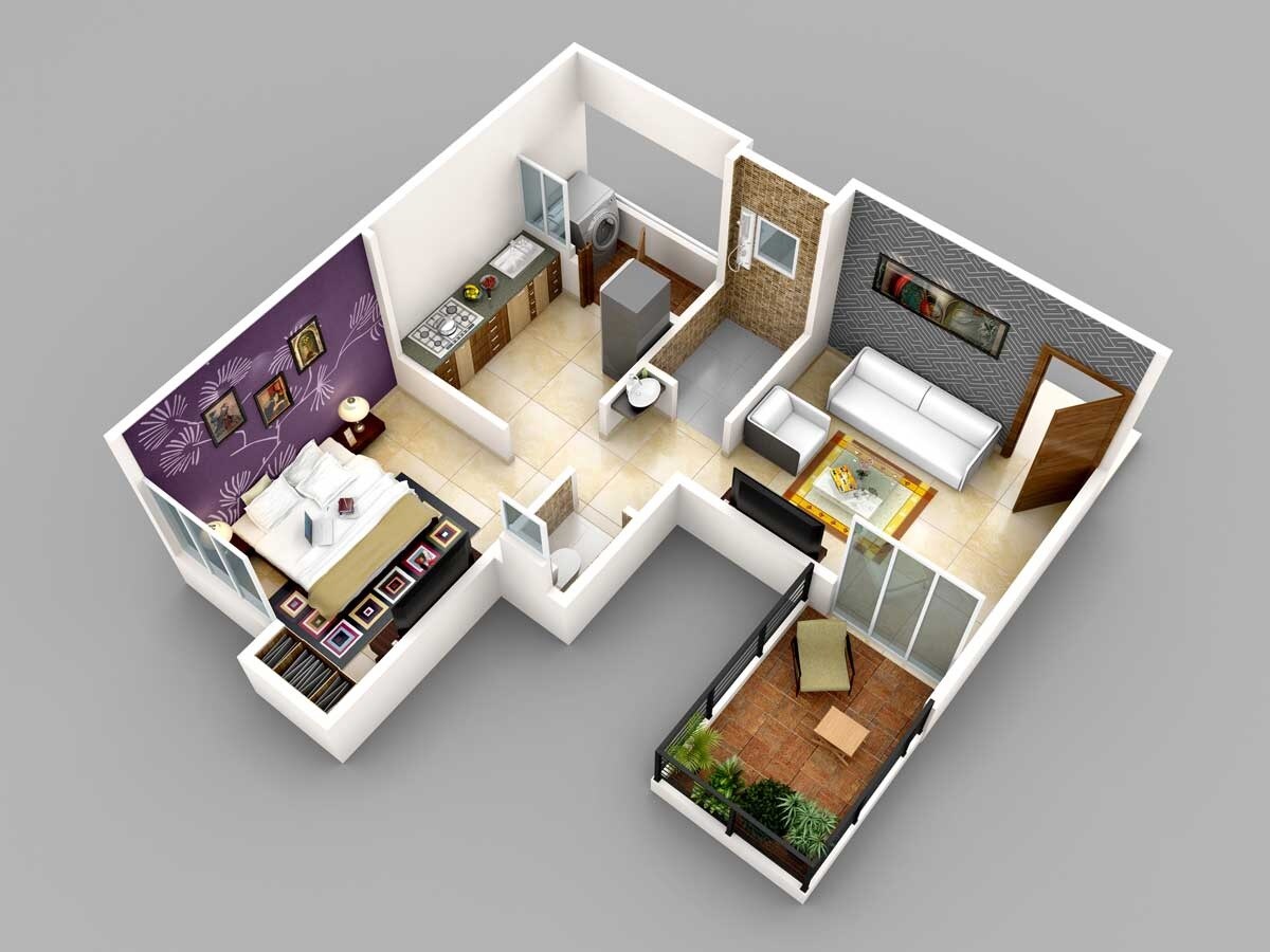 Floor plan of 1 BHK 298 Sq. Ft. Apartment in Majestique Aqua Phase 2, Pune