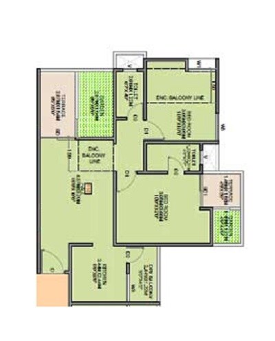 Floor plan of 2 BHK 518 Sq. Ft. Apartment in Majestique Aqua Phase 2, Pune
