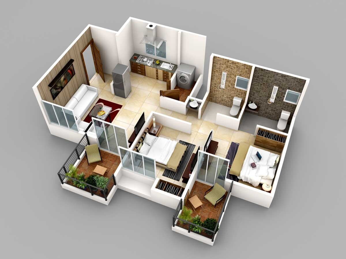 Floor plan of 2 BHK 536 Sq. Ft. Apartment in Majestique Aqua Phase 4, Pune