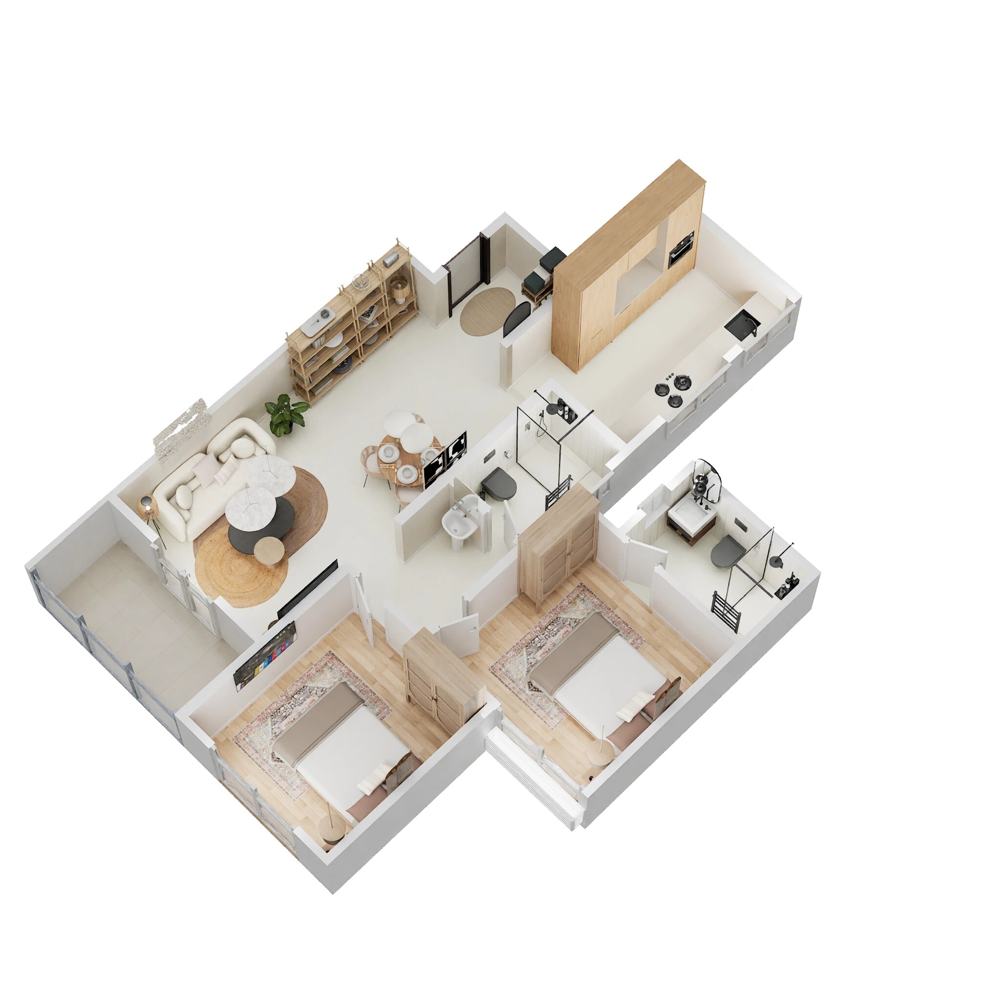 Floor plan of 2 BHK 777 Sq. Ft. Apartment in Majestique Aravali, Pune