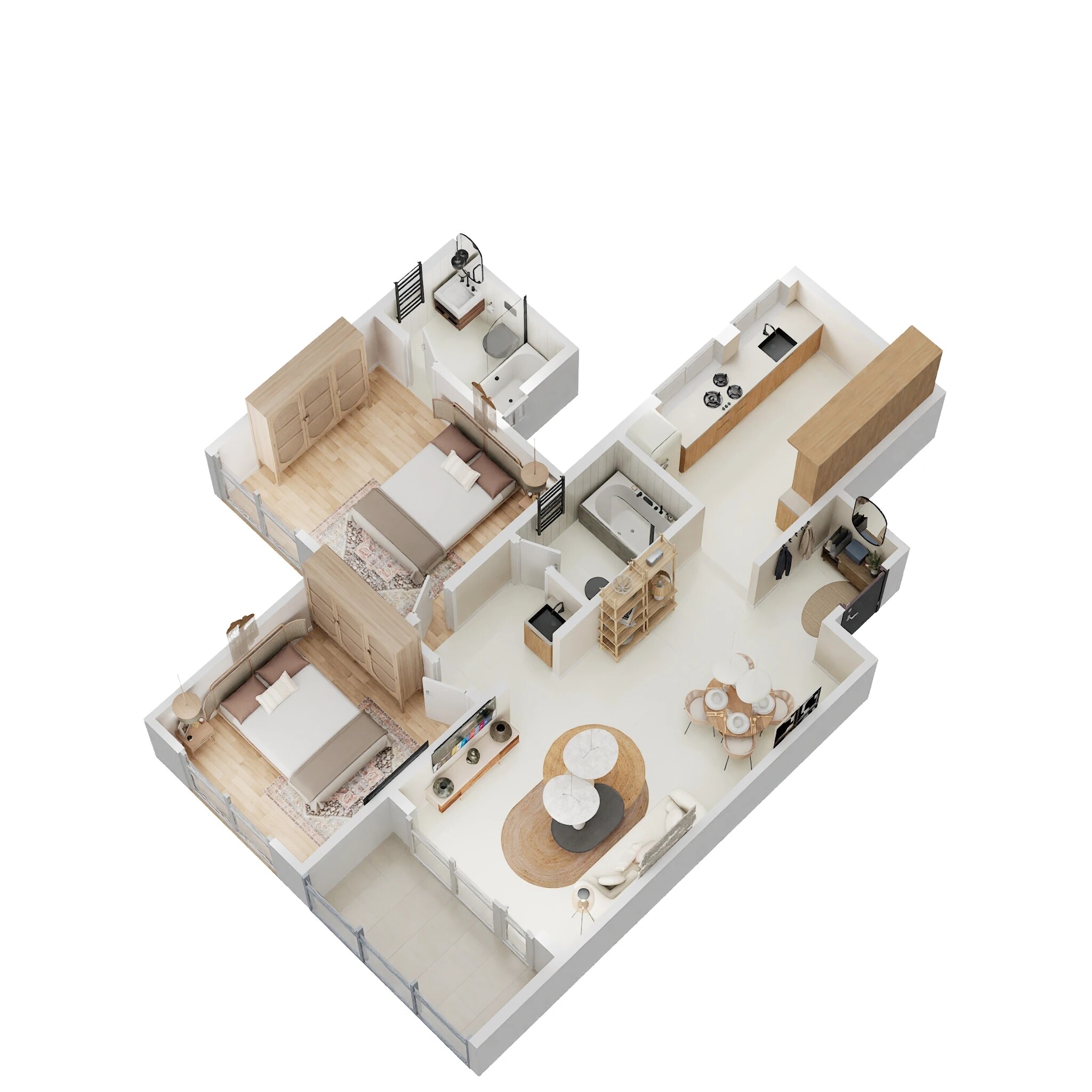 Floor plan of 2 BHK 801 Sq. Ft. Apartment in Majestique Aravali, Pune