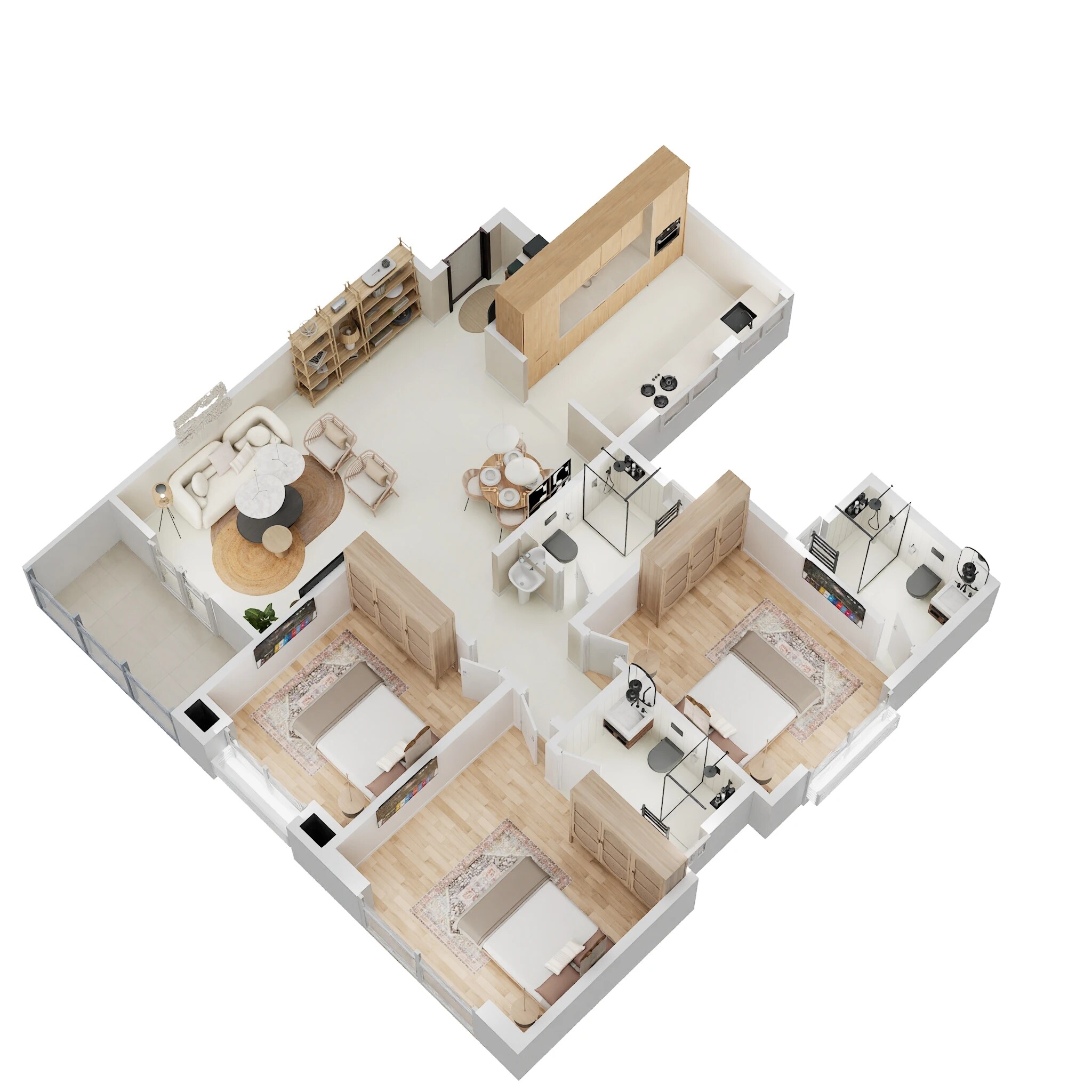 Floor plan of 3 BHK 1137 Sq. Ft. Apartment in Majestique Aravali, Pune