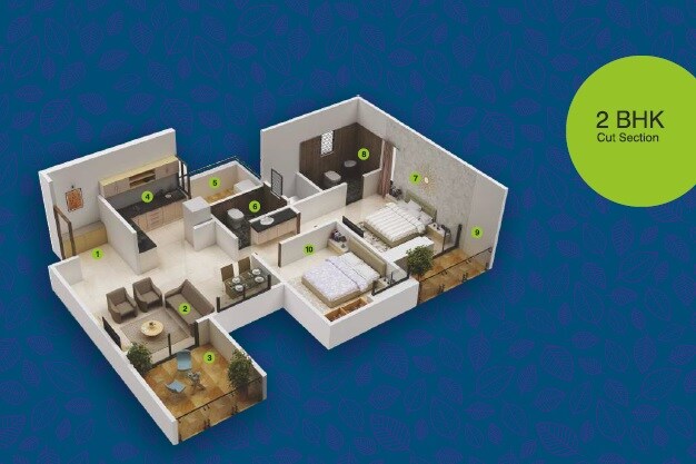 2 BHK 633 Sq. Ft. Apartment