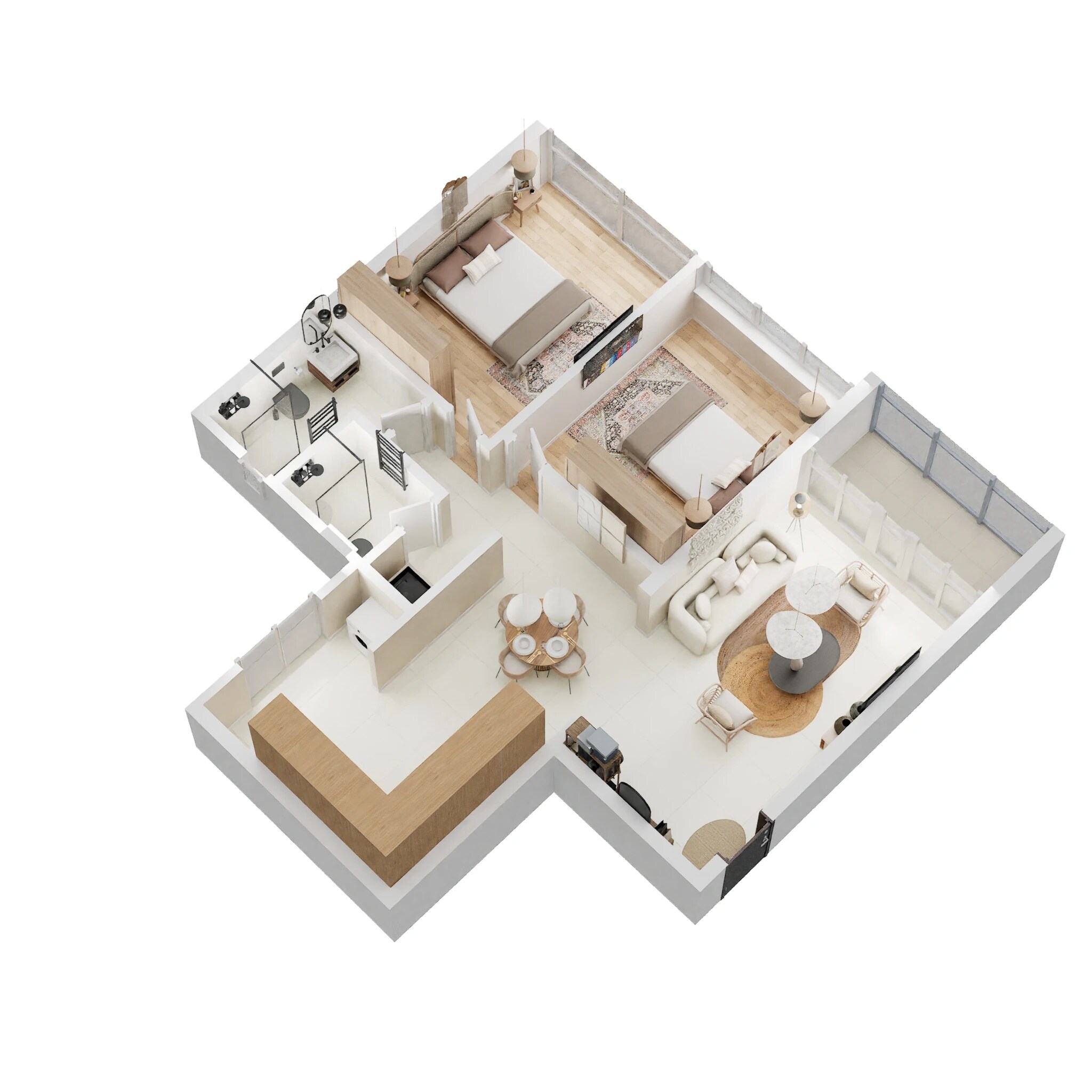Floor plan of 2 BHK 877 Sq. Ft. Apartment in Majestique Evolvus, Pune