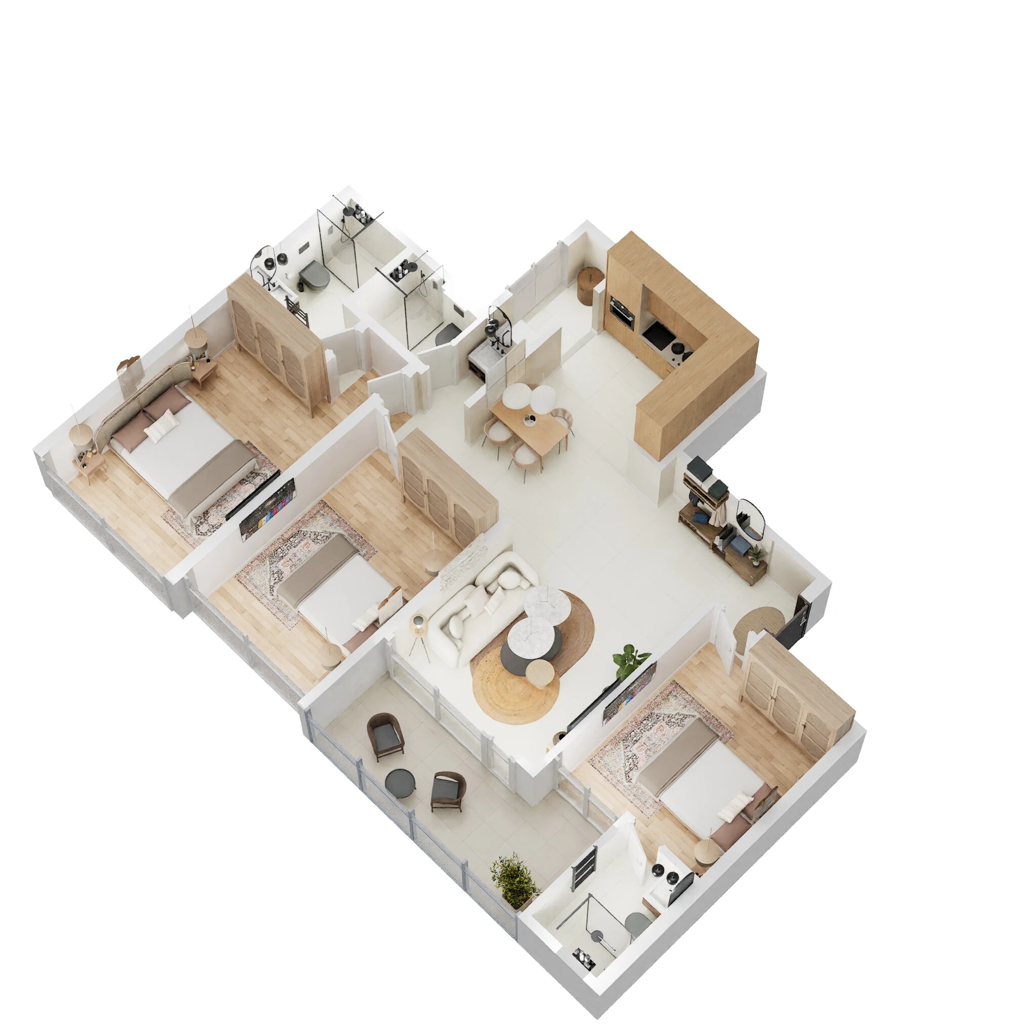 Floor plan of 3 BHK 1115 Sq. Ft. Apartment in Majestique Evolvus, Pune