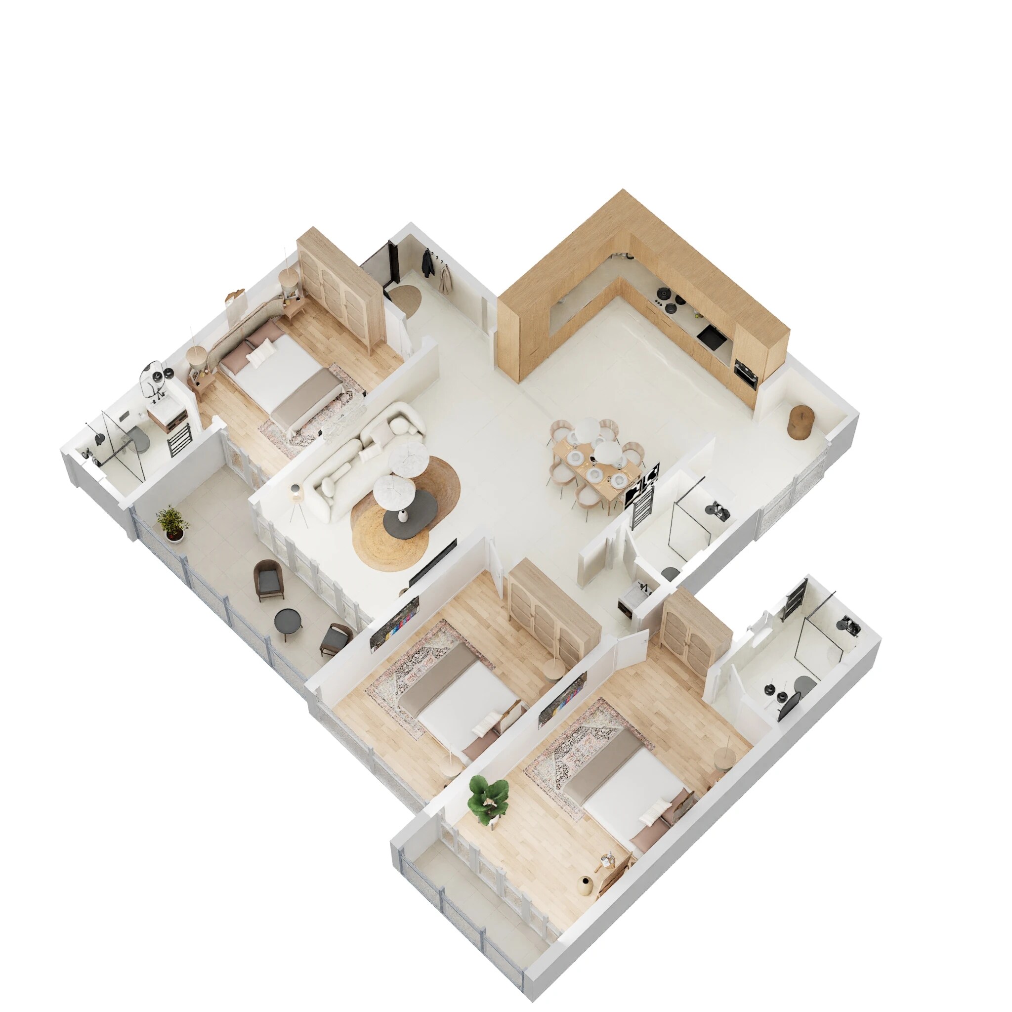 Floor plan of 3 BHK 1300 Sq. Ft. Apartment in Majestique Evolvus, Pune