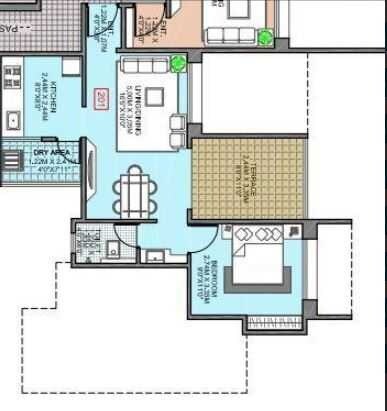 Floor plan of 1 BHK 506 Sq. Ft. Apartment in Majestique Landmark City, Pune