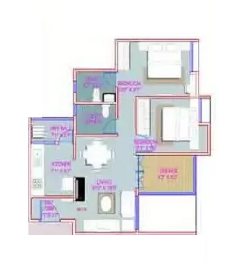 Floor plan of 2 BHK 846 Sq. Ft. Apartment in Majestique Landmark Imperia, Pune