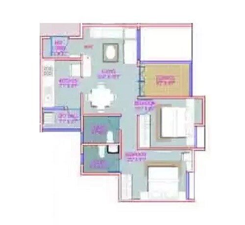 Floor plan of 2 BHK 864 Sq. Ft. Apartment in Majestique Landmark Imperia, Pune