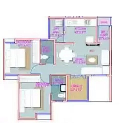 Floor plan of 2 BHK 905 Sq. Ft. Apartment in Majestique Landmark Imperia, Pune